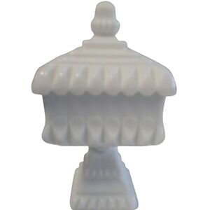 MILK Glass White Decorative Square Pedestal Bridal Wedding Dish with Lid Top